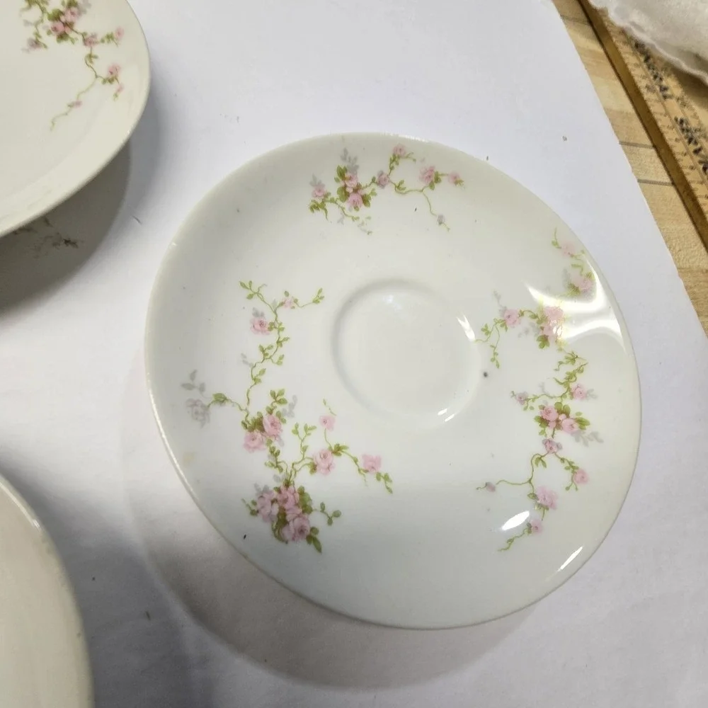 Theodore Haviland Pink Roses Saucers Set Of 5 Limoges France Porcelain* No Cups‎